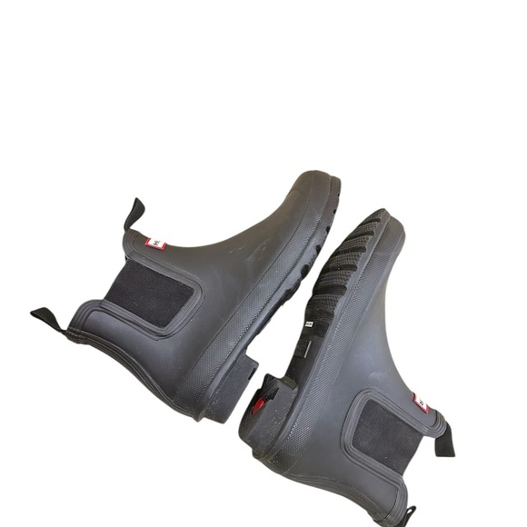 Hunter Black Rubber pull on short original Chelsea Boots size 10 - Picture 5 of 11